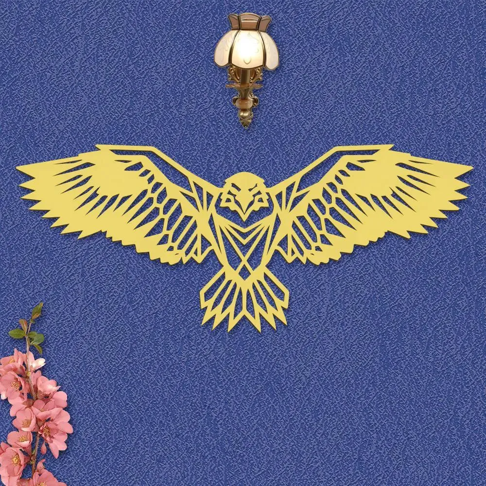 Beautiful Eagle in Yellow color Design Wooden Wall Hanging, Medium(7 inch X 18 inch)