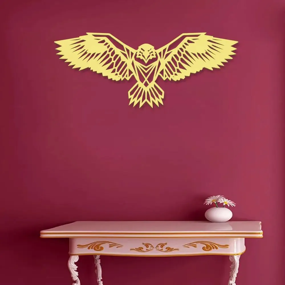 Beautiful Eagle in Yellow color Design Wooden Wall Hanging, Medium(7 inch X 18 inch)