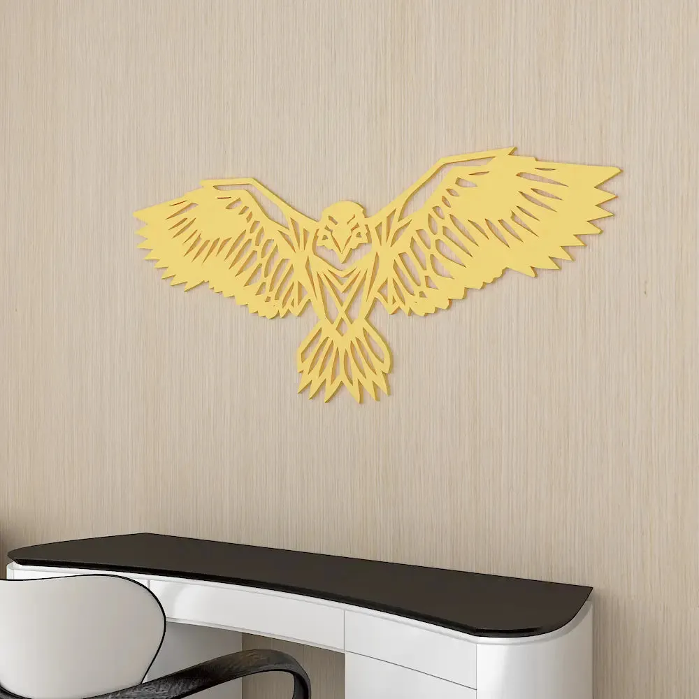 Beautiful Eagle in Yellow color Design Wooden Wall Hanging, Medium(7 inch X 18 inch)