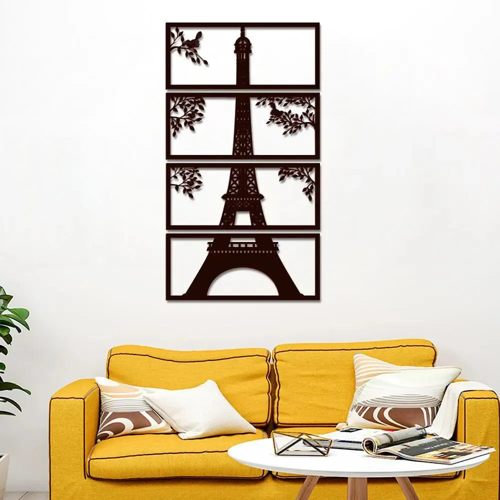 Beautiful Eiffel Tower in Dark Brown Color Design Wooden Wall Hanging Medium(11 inch X 24 inch)