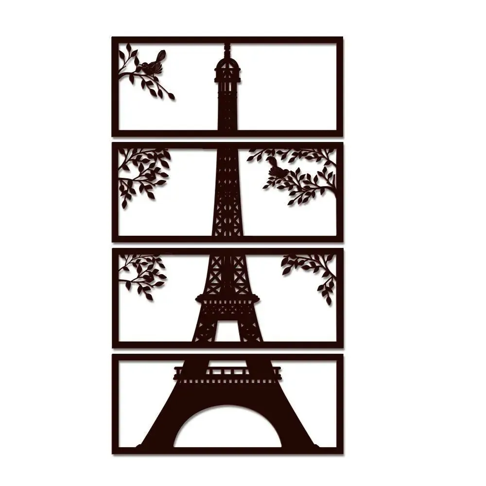 Beautiful Eiffel Tower in Dark Brown Color Design Wooden Wall Hanging Medium(11 inch X 24 inch)