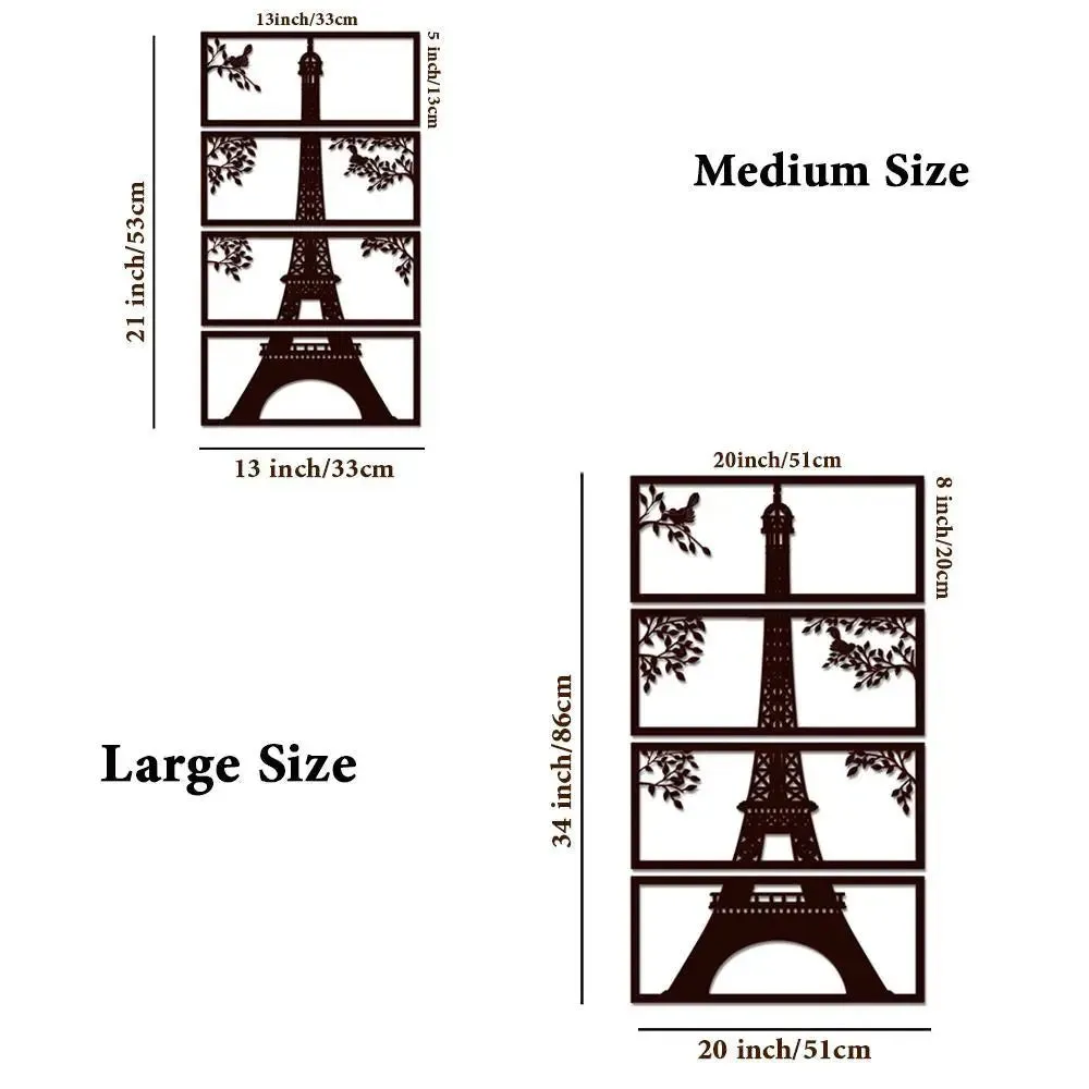 Beautiful Eiffel Tower in Dark Brown Color Design Wooden Wall Hanging Medium(11 inch X 24 inch)