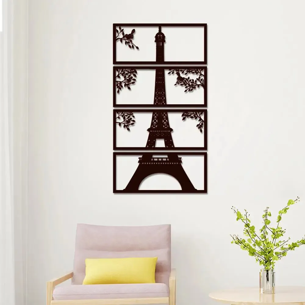 Beautiful Eiffel Tower in Dark Brown Color Design Wooden Wall Hanging Medium(11 inch X 24 inch)