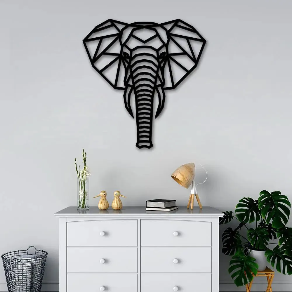 Beautiful Elephant Face in black color Design Wooden Wall Hanging Medium(18 inch X 17 inch)