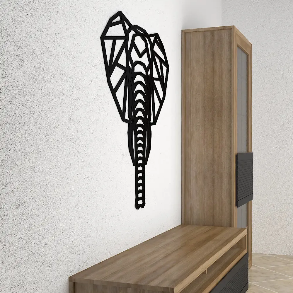 Beautiful Elephant Face in black color Design Wooden Wall Hanging Medium(18 inch X 17 inch)