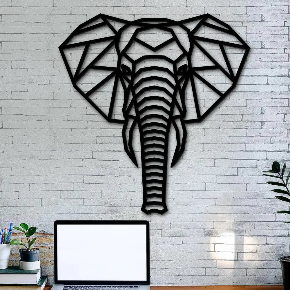 Beautiful Elephant Face in black color Design Wooden Wall Hanging Medium(18 inch X 17 inch)