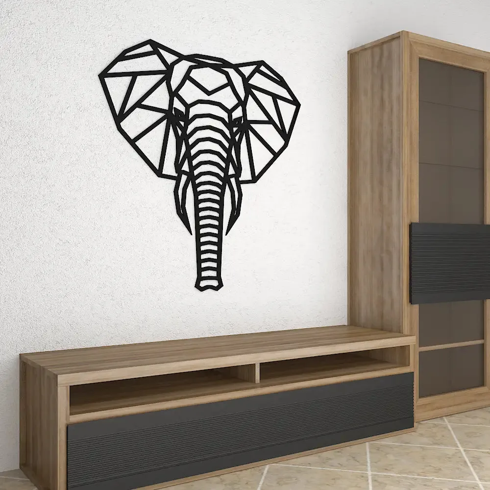 Beautiful Elephant Face in black color Design Wooden Wall Hanging Medium(18 inch X 17 inch)