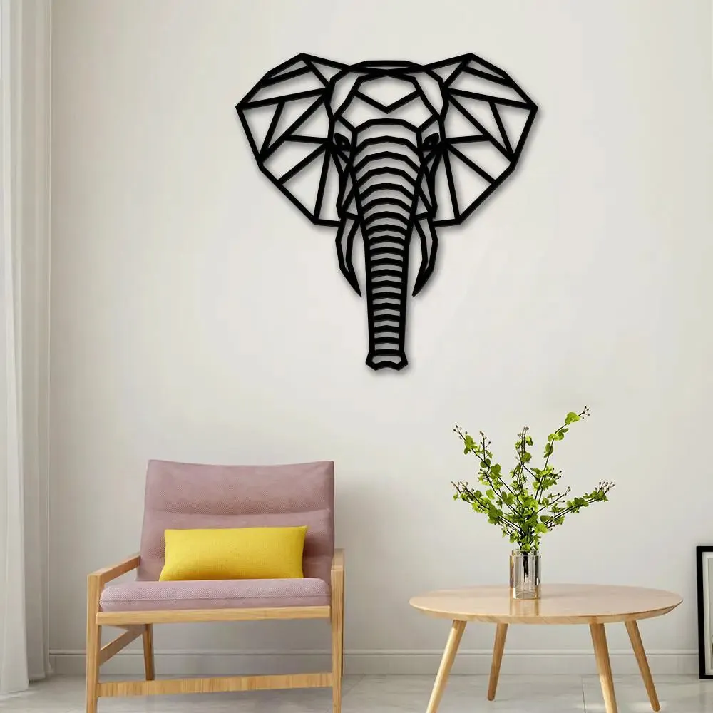 Beautiful Elephant Face in black color Design Wooden Wall Hanging Medium(18 inch X 17 inch)