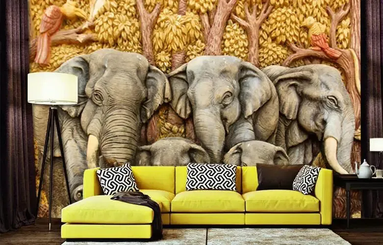 Beautiful Elephant family  / High Quality Woven  / Creates the scenery of size 12 ft x 10 ft