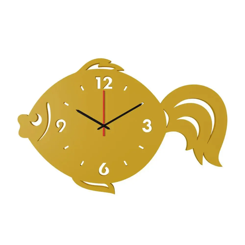 Beautiful Fish in Yellow Color Wooden Wall Clock