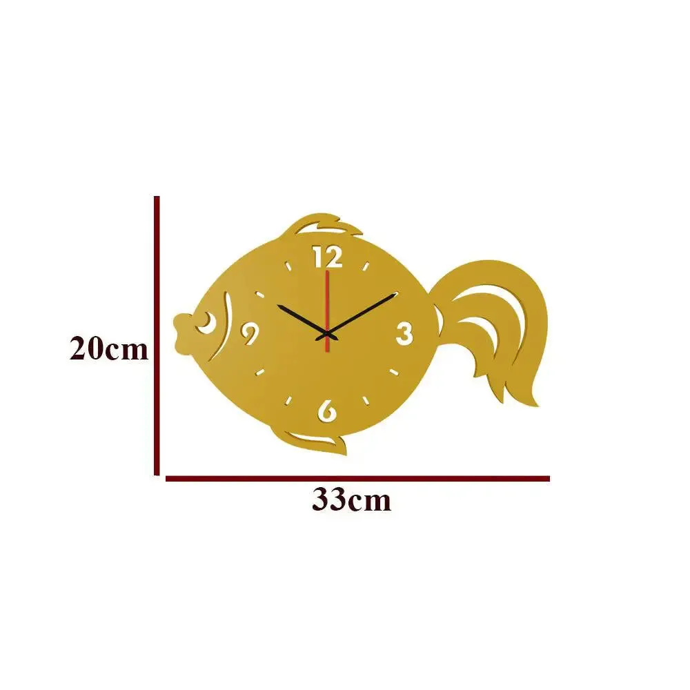 Beautiful Fish in Yellow Color Wooden Wall Clock