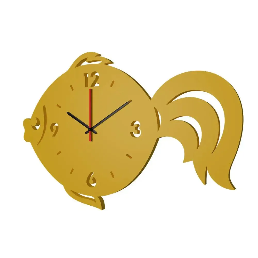 Beautiful Fish in Yellow Color Wooden Wall Clock