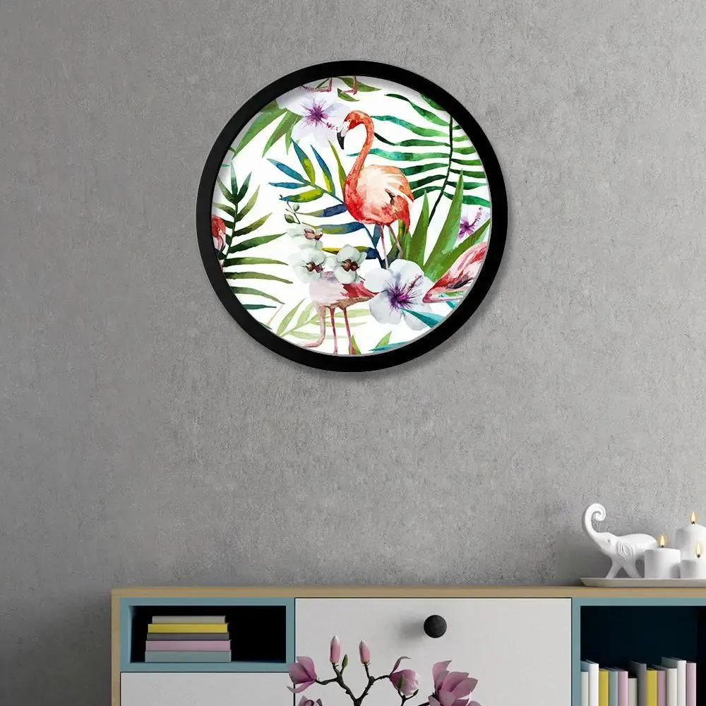 Beautiful Flamingo Nature Art Round Shape Canvas wall Painting