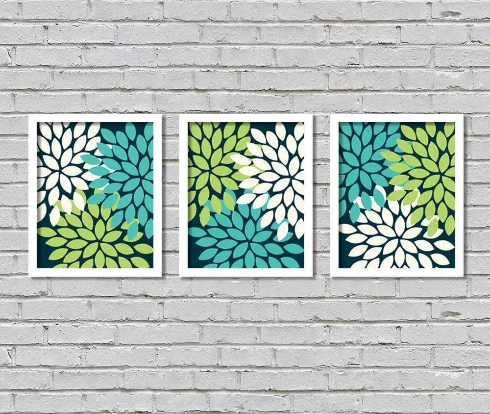 Beautiful Floral Design with White Frame, Set of 3, Frame Color: White, Size: 10 inch x 12 inch