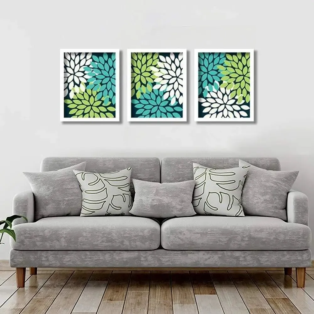 Beautiful Floral Design with White Frame, Set of 3, Frame Color: White, Size: 10 inch x 12 inch