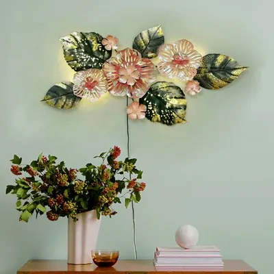 Beautiful Floral Pink Metal Wall Art /  Metal Wall Décor