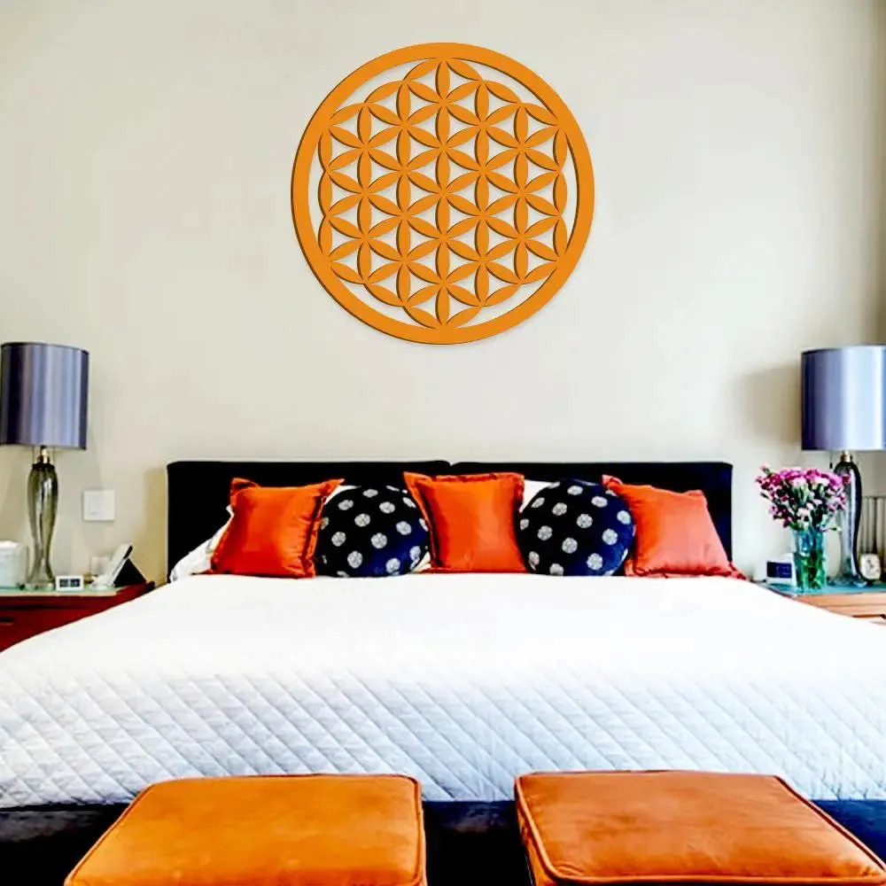 Beautiful Flower Design in Circle Wooden Wall Hanging,  Living Room Wooden Wall Decoration Medium(18 inch X 18 inch)