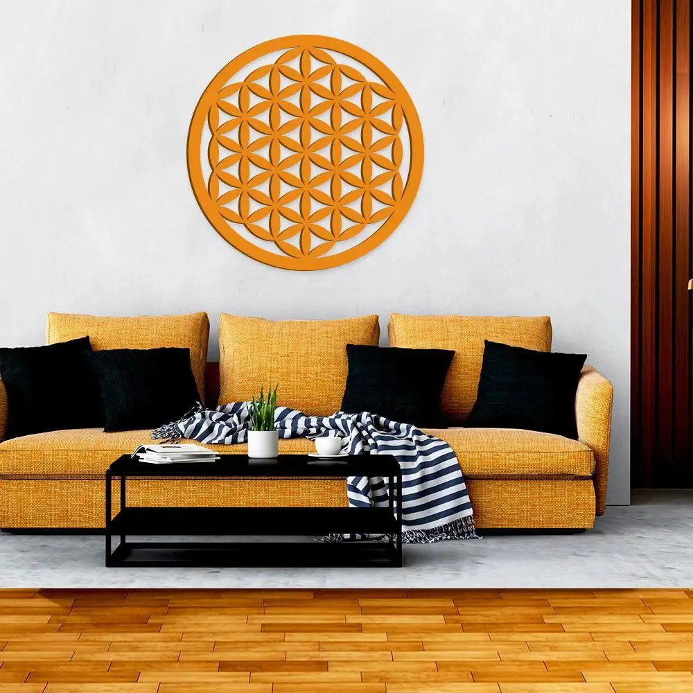 Beautiful Flower Design in Circle Wooden Wall Hanging,  Living Room Wooden Wall Decoration Medium(18 inch X 18 inch)