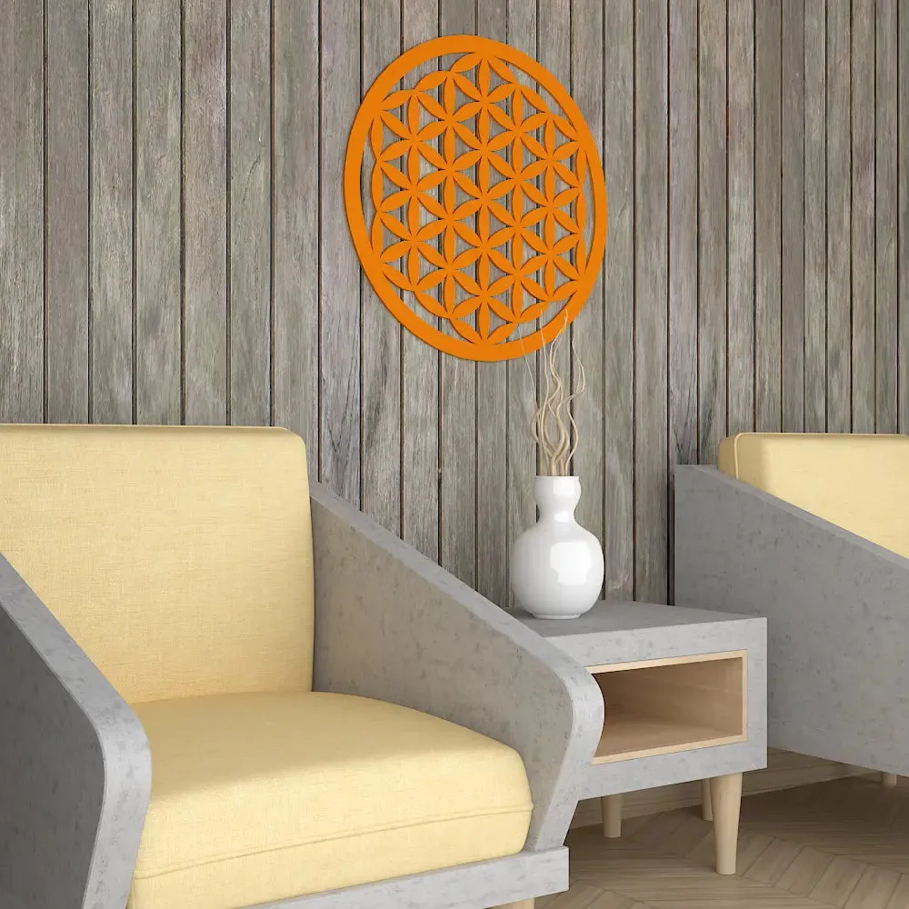 Beautiful Flower Design in Circle Wooden Wall Hanging,  Living Room Wooden Wall Decoration Medium(18 inch X 18 inch)