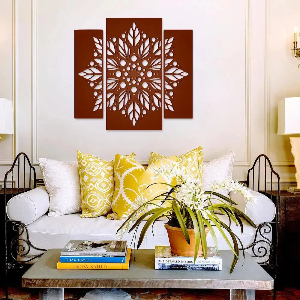 Beautiful Flower Design Wooden Wall Hanging, Living Room Wooden Wall Decoration Medium(18 inch X 19 inch)