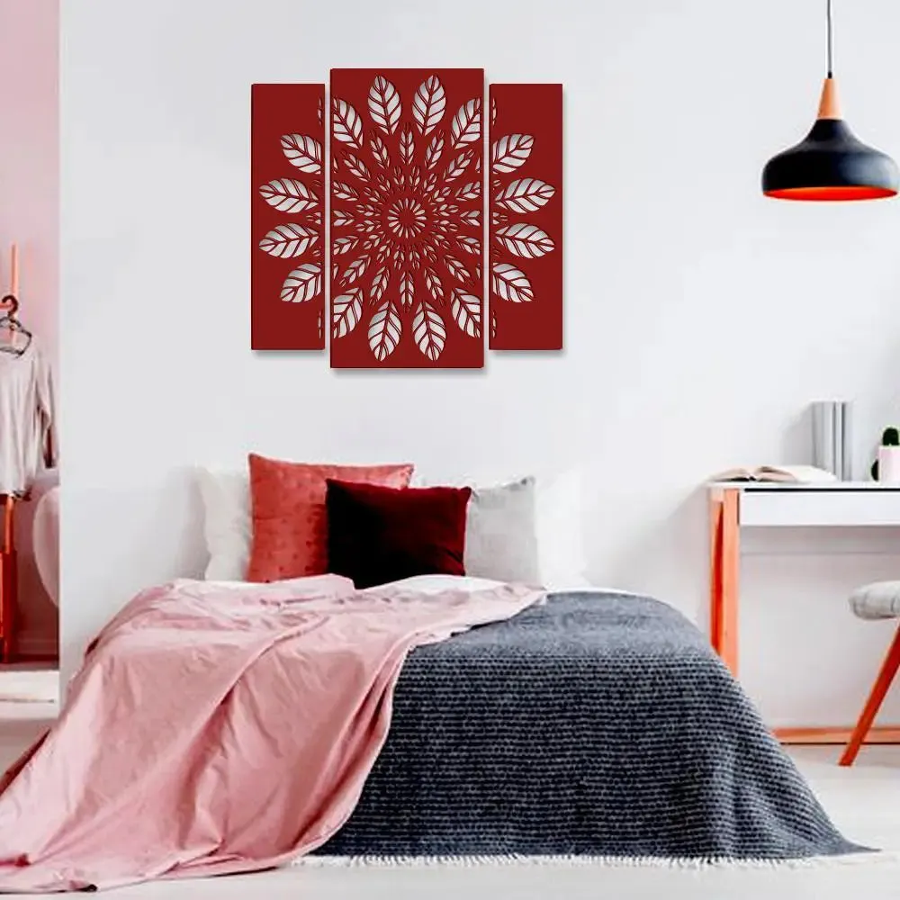 Beautiful Flower Leaf Design Wooden Wall Hanging, Living Room Wooden Wall Decoration Medium(18 inch X 19 inch)