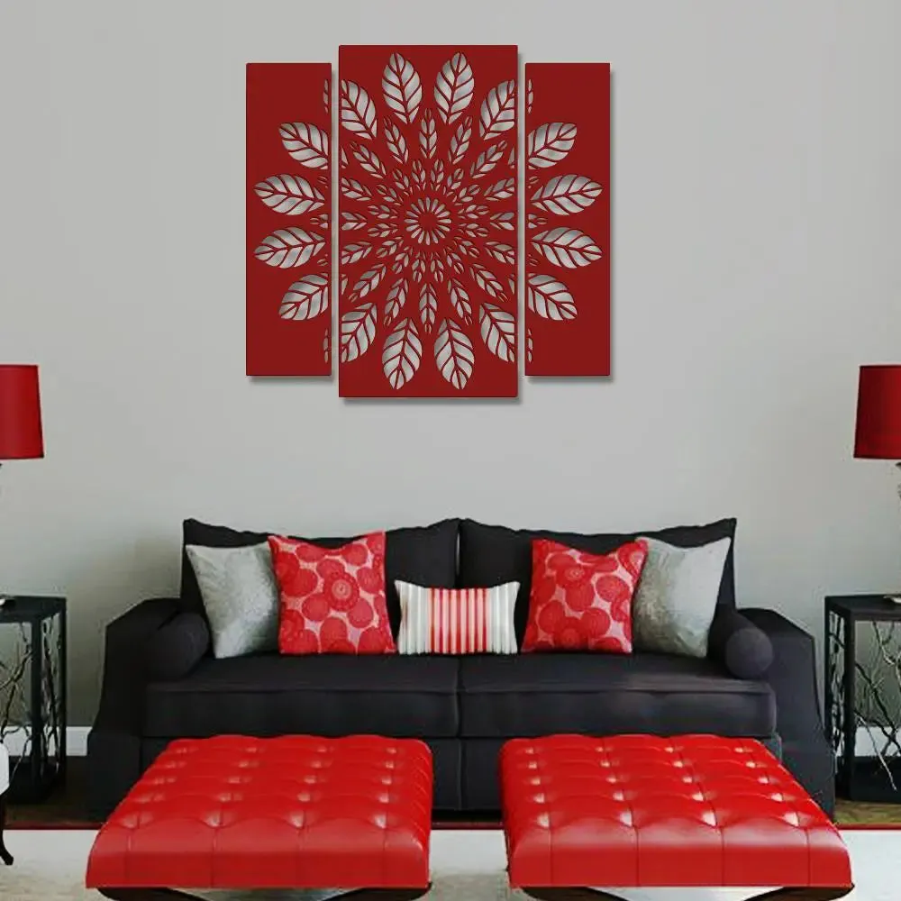 Beautiful Flower Leaf Design Wooden Wall Hanging, Living Room Wooden Wall Decoration Medium(18 inch X 19 inch)