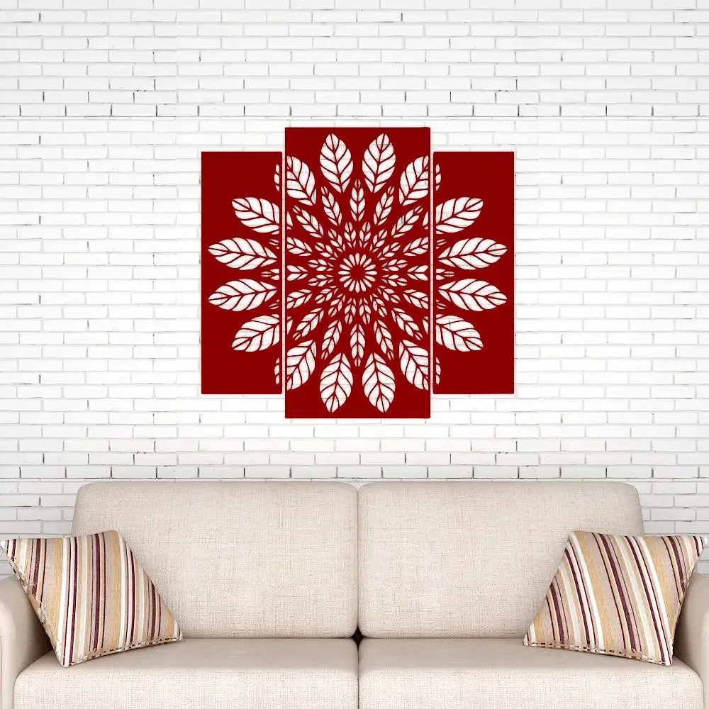 Beautiful Flower Leaf Design Wooden Wall Hanging, Living Room Wooden Wall Decoration Medium(18 inch X 19 inch)