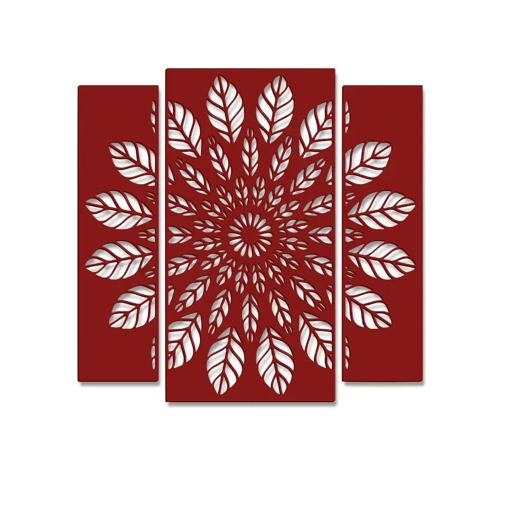 Beautiful Flower Leaf Design Wooden Wall Hanging, Living Room Wooden Wall Decoration Medium(18 inch X 19 inch)