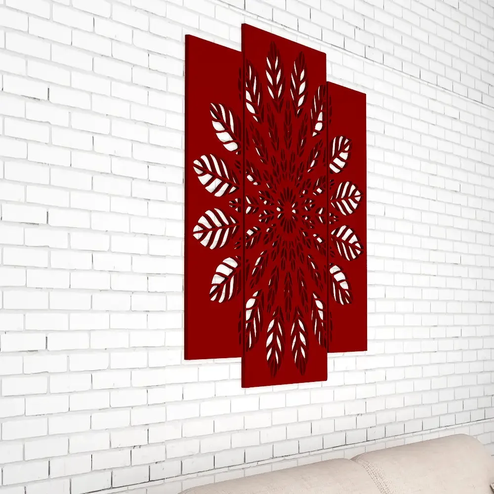 Beautiful Flower Leaf Design Wooden Wall Hanging, Living Room Wooden Wall Decoration Medium(18 inch X 19 inch)