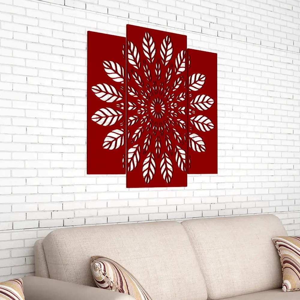 Beautiful Flower Leaf Design Wooden Wall Hanging, Living Room Wooden Wall Decoration Medium(18 inch X 19 inch)