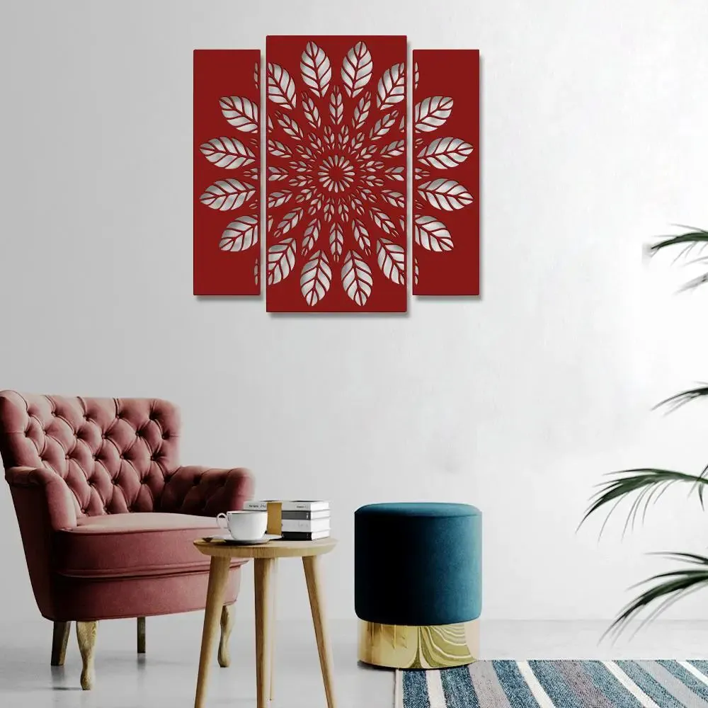 Beautiful Flower Leaf Design Wooden Wall Hanging, Living Room Wooden Wall Decoration Medium(18 inch X 19 inch)