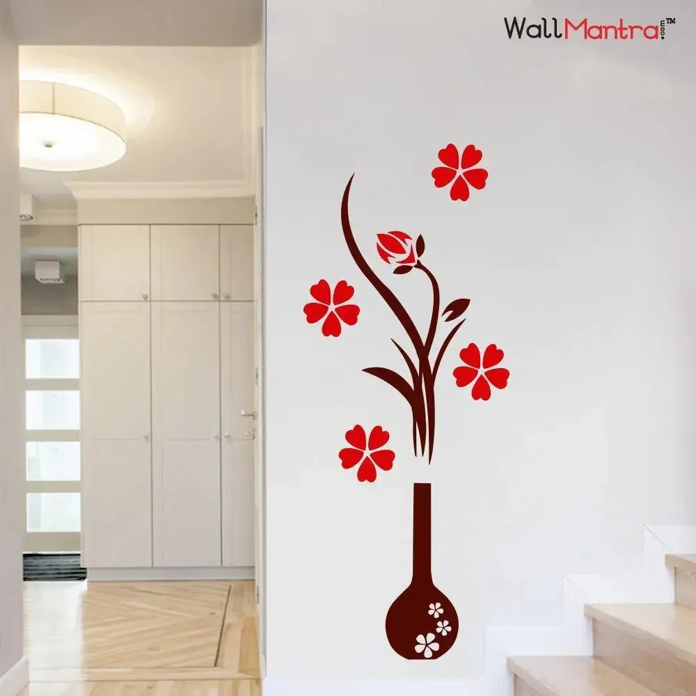 Beautiful Flower Pot Wall Sticker Premium Quality Vinyl