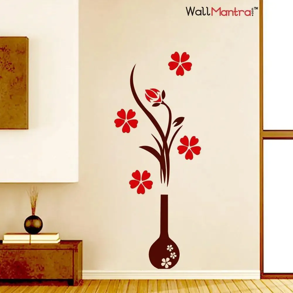 Beautiful Flower Pot Wall Sticker Premium Quality Vinyl