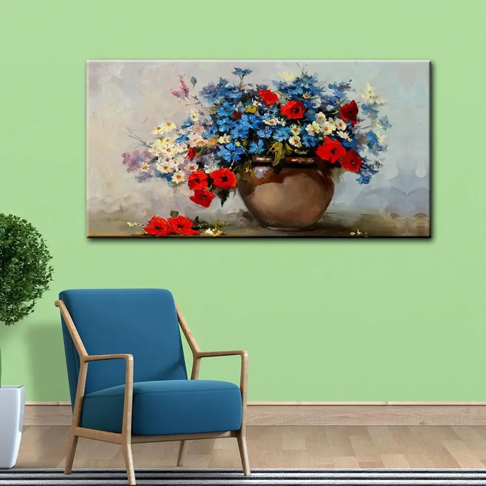 Beautiful Flowerpot Canvas Printed Painting With Frame