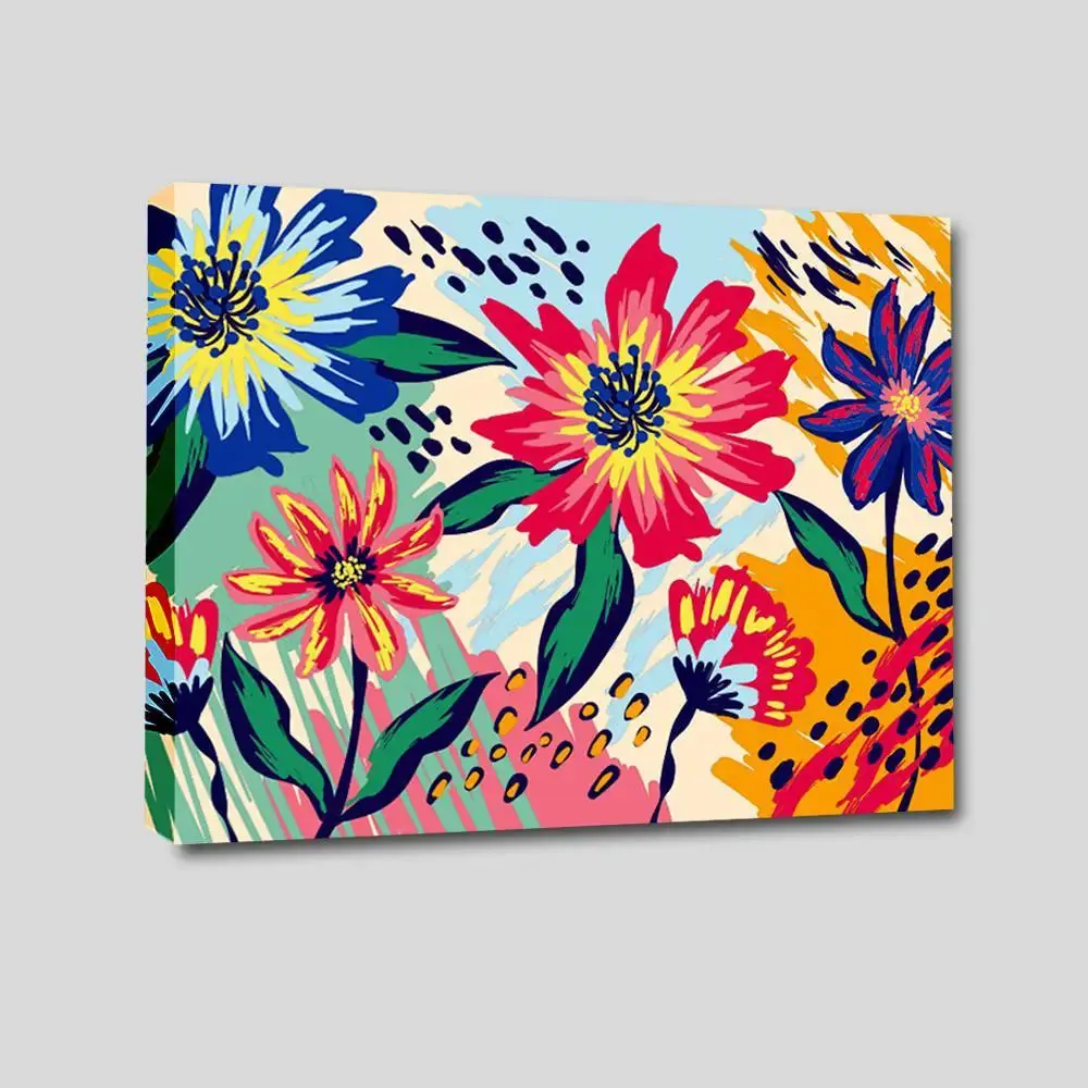 Beautiful Flowers Colourful DIY(Do-It-Yourself)/ Paint by numbers canvas painting kit