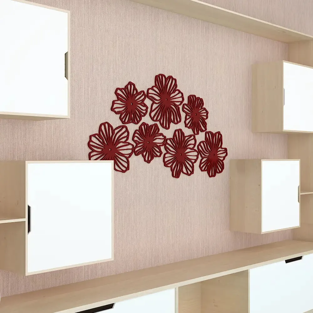 Beautiful Flowers in Bunch Design Wooden Wall Hanging Medium(12inch X 24 inch)