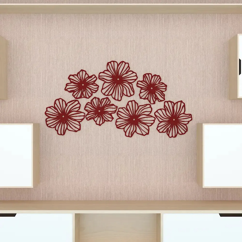 Beautiful Flowers in Bunch Design Wooden Wall Hanging Medium(12inch X 24 inch)