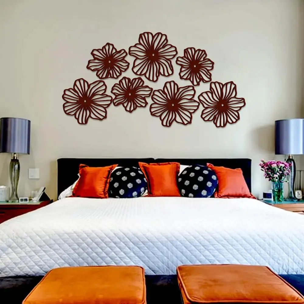 Beautiful Flowers in Bunch Design Wooden Wall Hanging Medium(12inch X 24 inch)