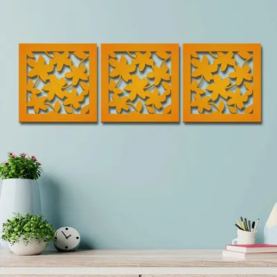 Beautiful Flowers in Yellow color Design Wooden Wall Hanging