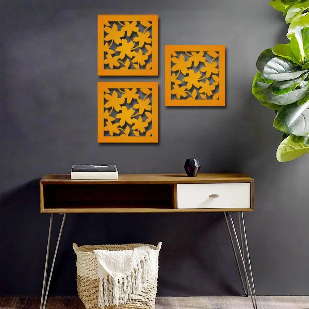 Beautiful Flowers in Yellow color Design Wooden Wall Hanging Medium(12 inch X 38 inch)