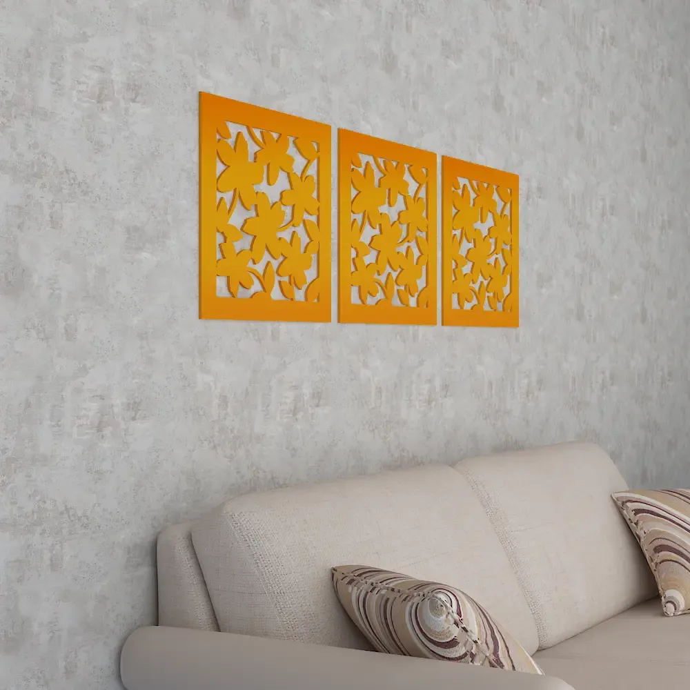 Beautiful Flowers in Yellow color Design Wooden Wall Hanging Medium(12 inch X 38 inch)