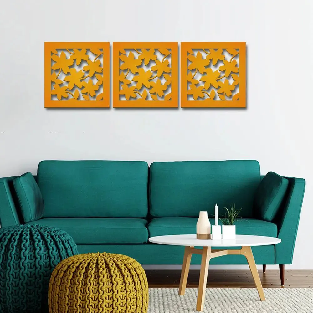 Beautiful Flowers in Yellow color Design Wooden Wall Hanging Medium(12 inch X 38 inch)