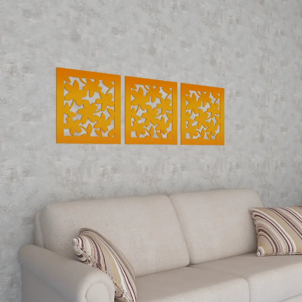 Beautiful Flowers in Yellow color Design Wooden Wall Hanging Medium(12 inch X 38 inch)