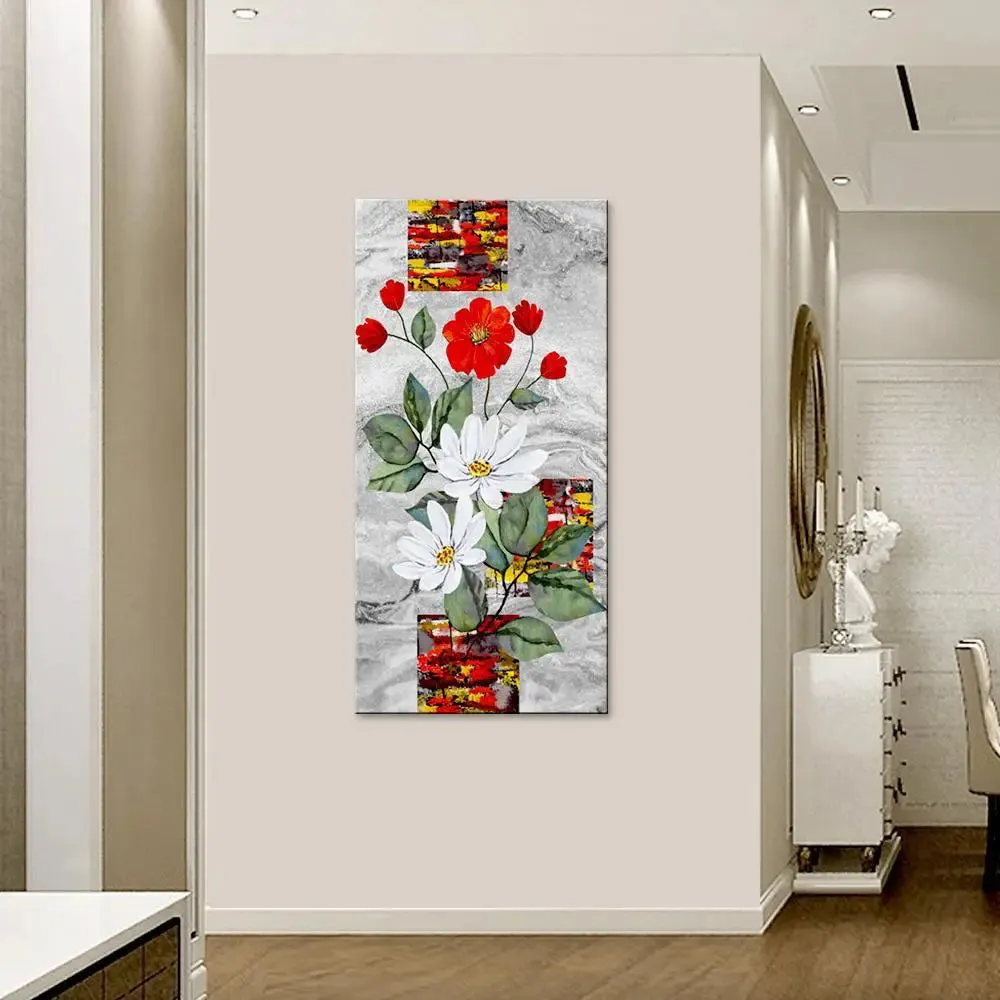 Beautiful Flowers Vine Canvas Wall Painting With Frame
