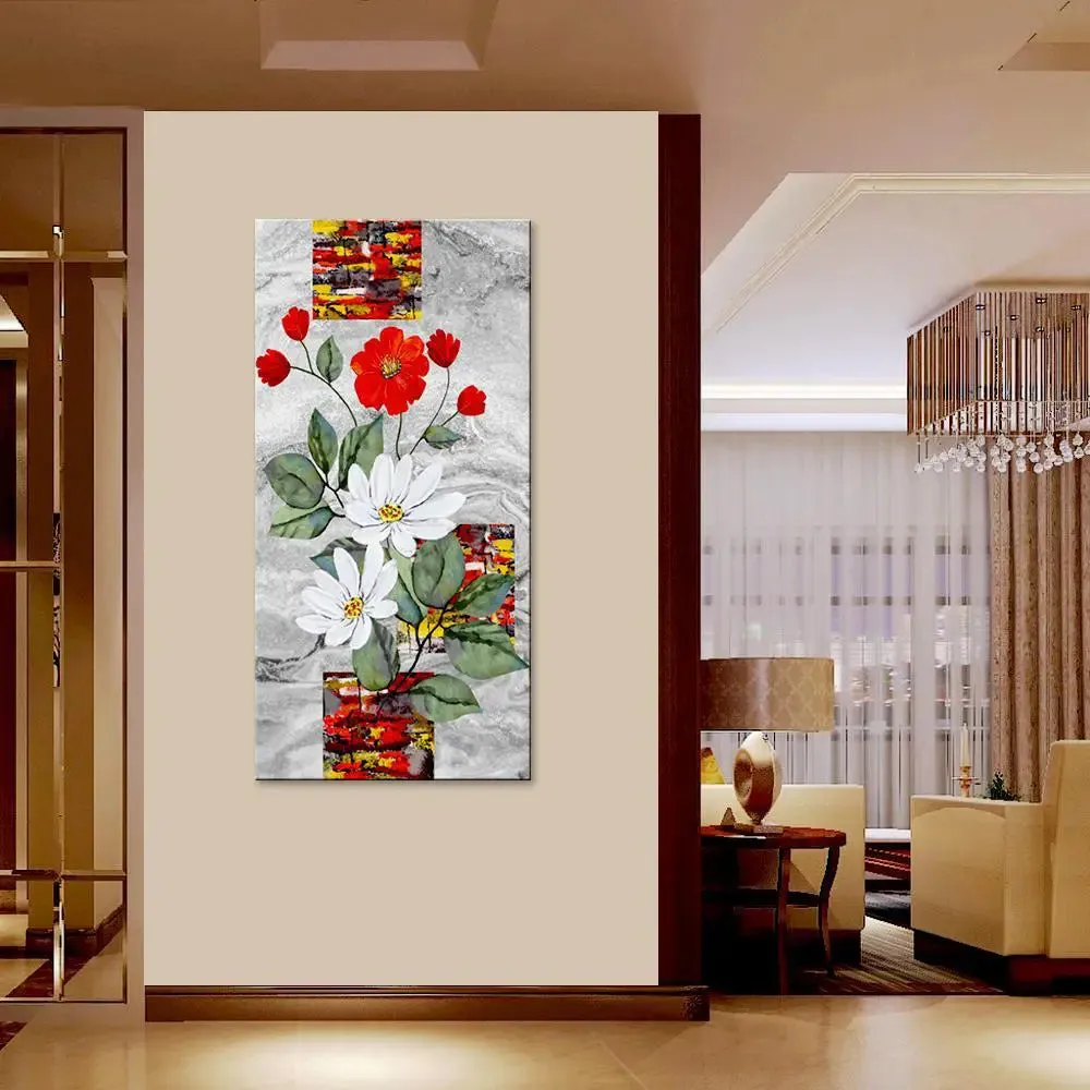 Beautiful Flowers Vine Canvas Wall Painting With Frame