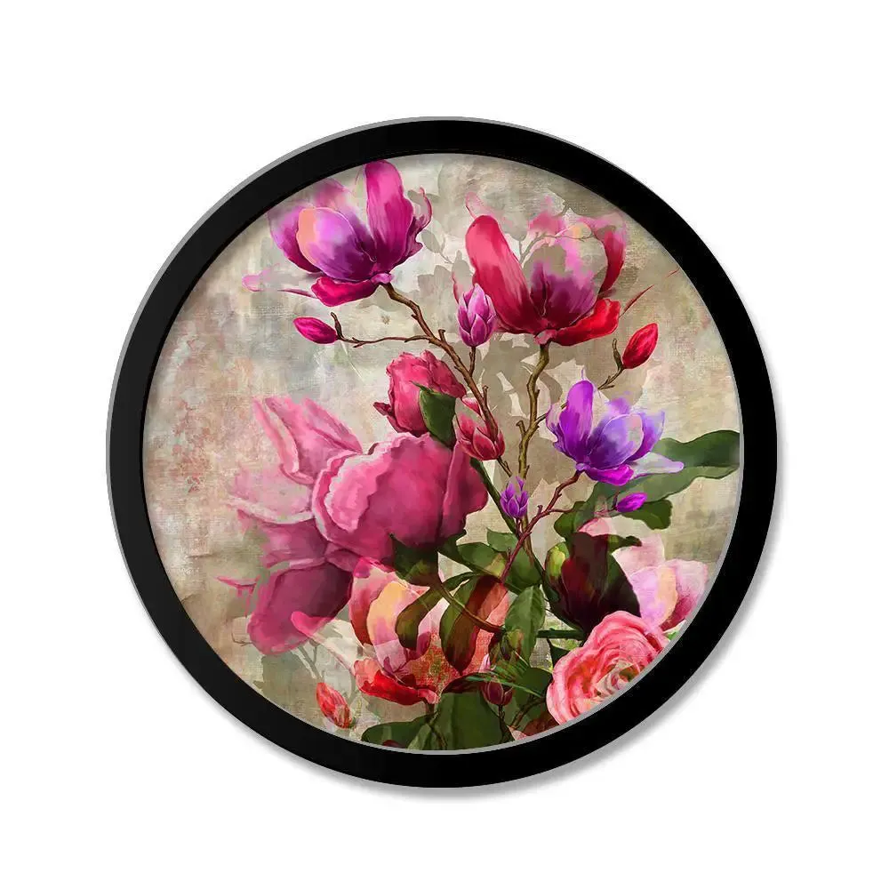 Beautiful Flowers With Round Shape Canvas wall Painting