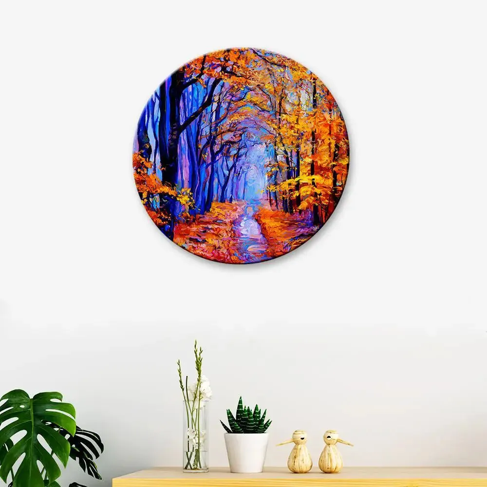 Beautiful Forest With Round Shape Canvas wall Painting