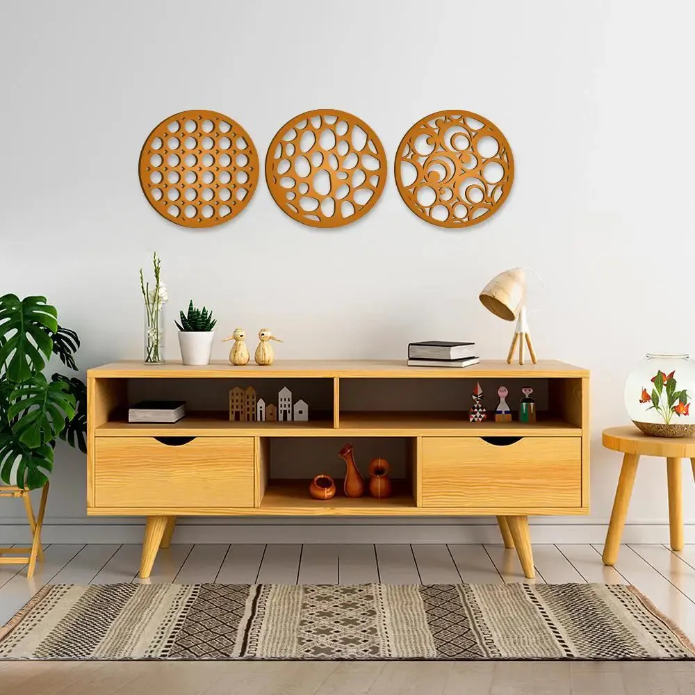 Beautiful Geometric Coaster Trivets Design Wooden Wall Hanging, Medium(29 inch X 9 inch)