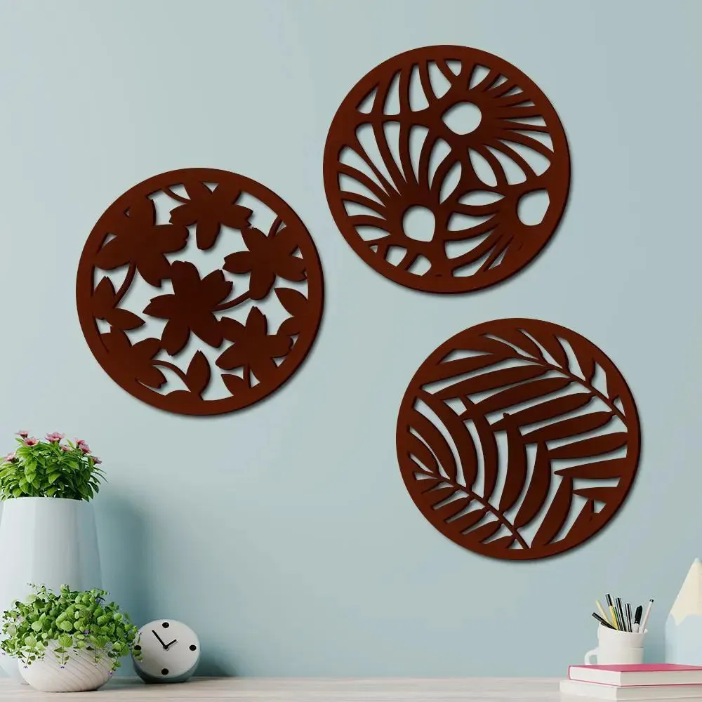 Beautiful Geometric Coaster Trivets in Brown color Design Wooden Wall Hanging Medium(29 inch X 9 inch)
