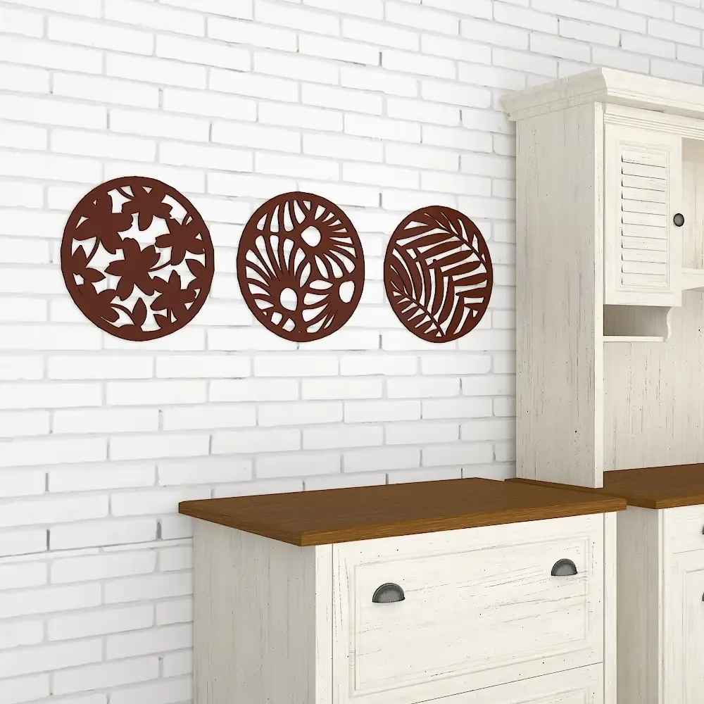 Beautiful Geometric Coaster Trivets in Brown color Design Wooden Wall Hanging Medium(29 inch X 9 inch)